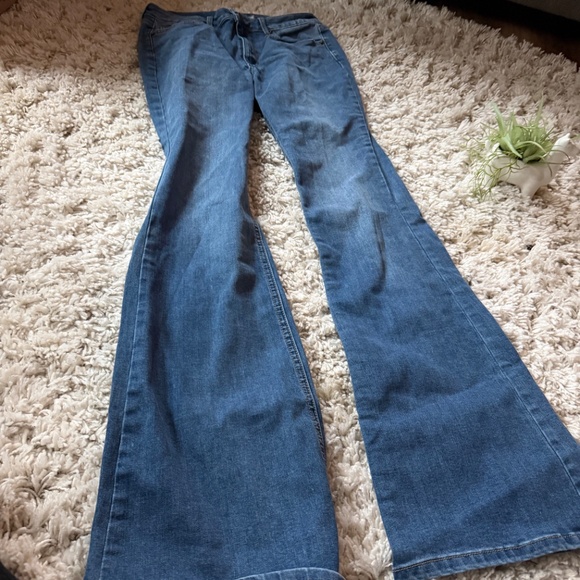 Chic Just USA Denim Flare dark wash vintage denim y2k Jeans in Blue jeans with a - Picture 7 of 11